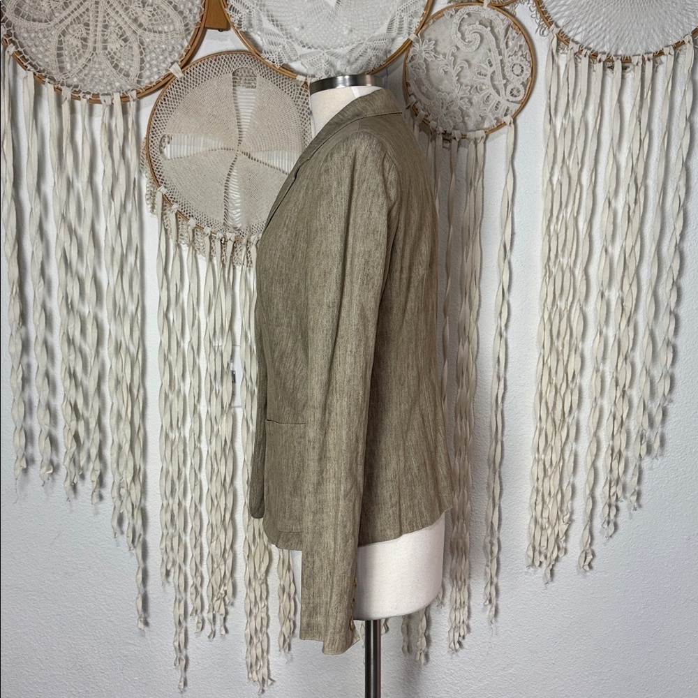 Vince Tan Linen Cotton Blend Blazer Size 10 - Picture 3 of 11